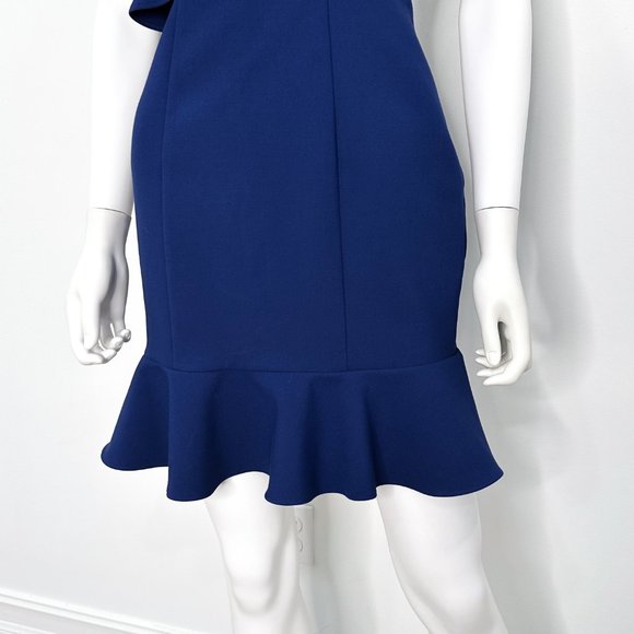 Likely Norvina Ruffle One Shoulder Flounce Mini Dress in Blueprint Blue Size 2 - Picture 8 of 14
